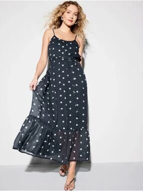 Old Navy Maxi Dress Navy with White Polka Dots